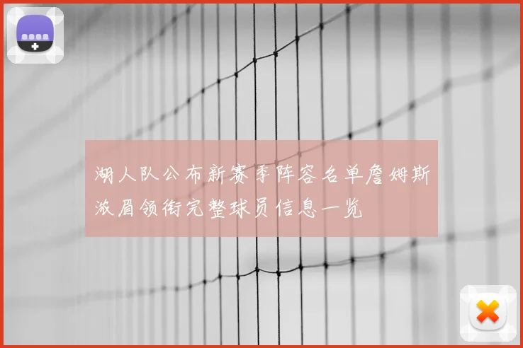 湖人队公布新赛季阵容名单詹姆斯浓眉领衔完整球员信息一览